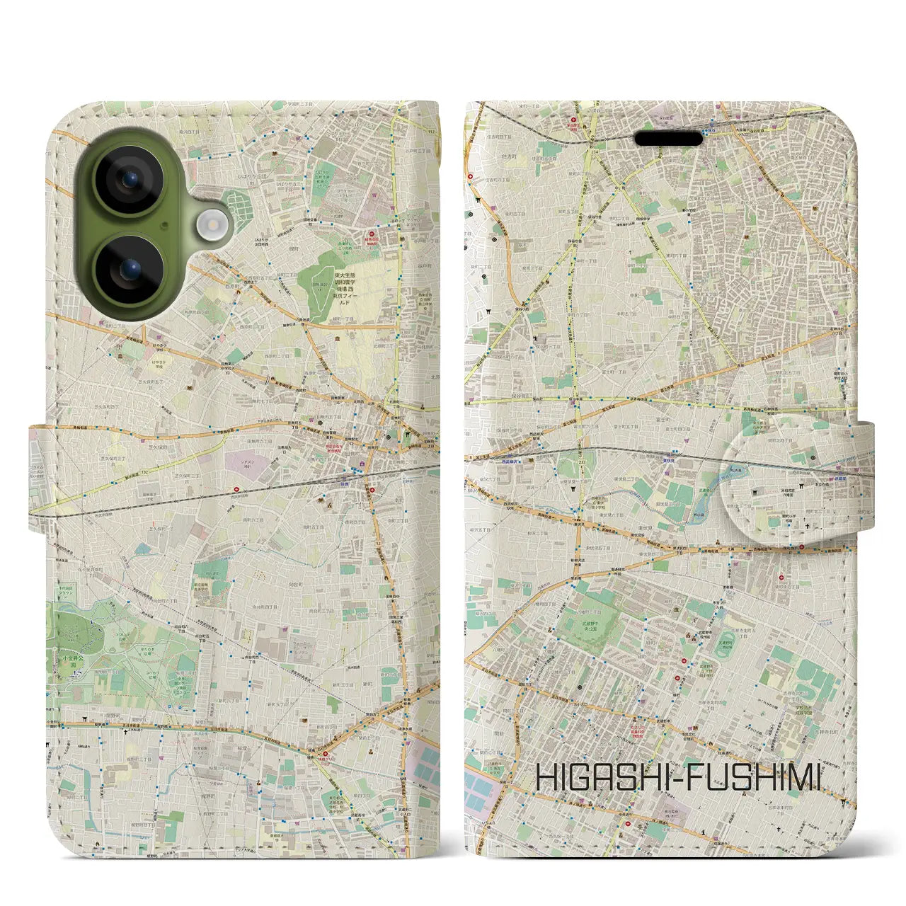 【東伏見(東京都)】地図柄iPhoneケース(手帳タイプ)