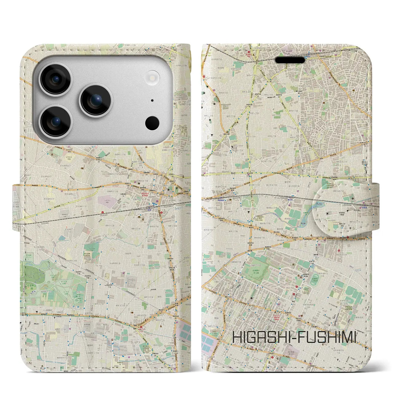 【東伏見(東京都)】地図柄iPhoneケース(手帳タイプ)