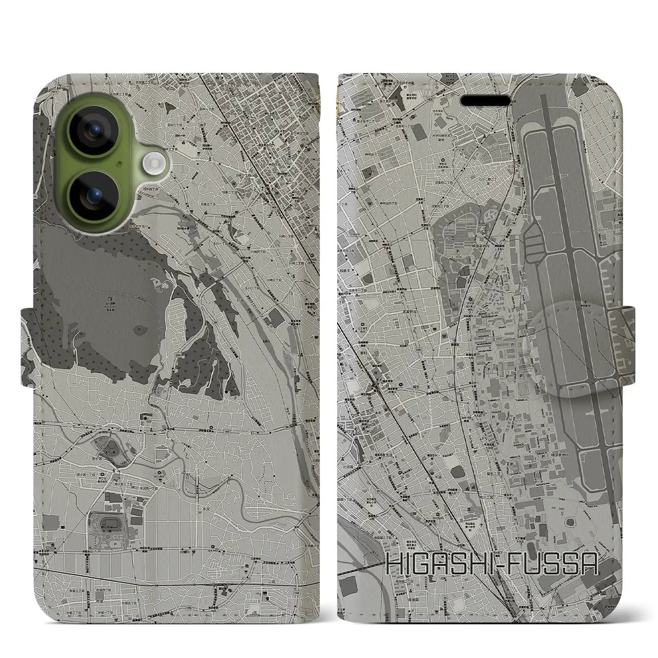 【東福生(東京都)】地図柄iPhoneケース(手帳タイプ)
