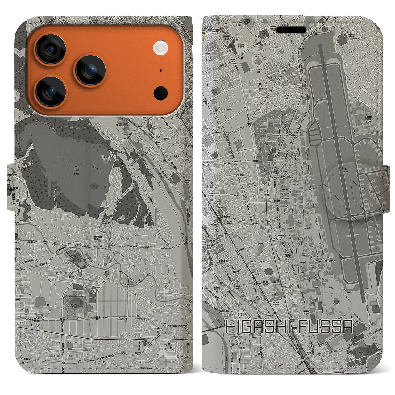【東福生(東京都)】地図柄iPhoneケース(手帳タイプ)
