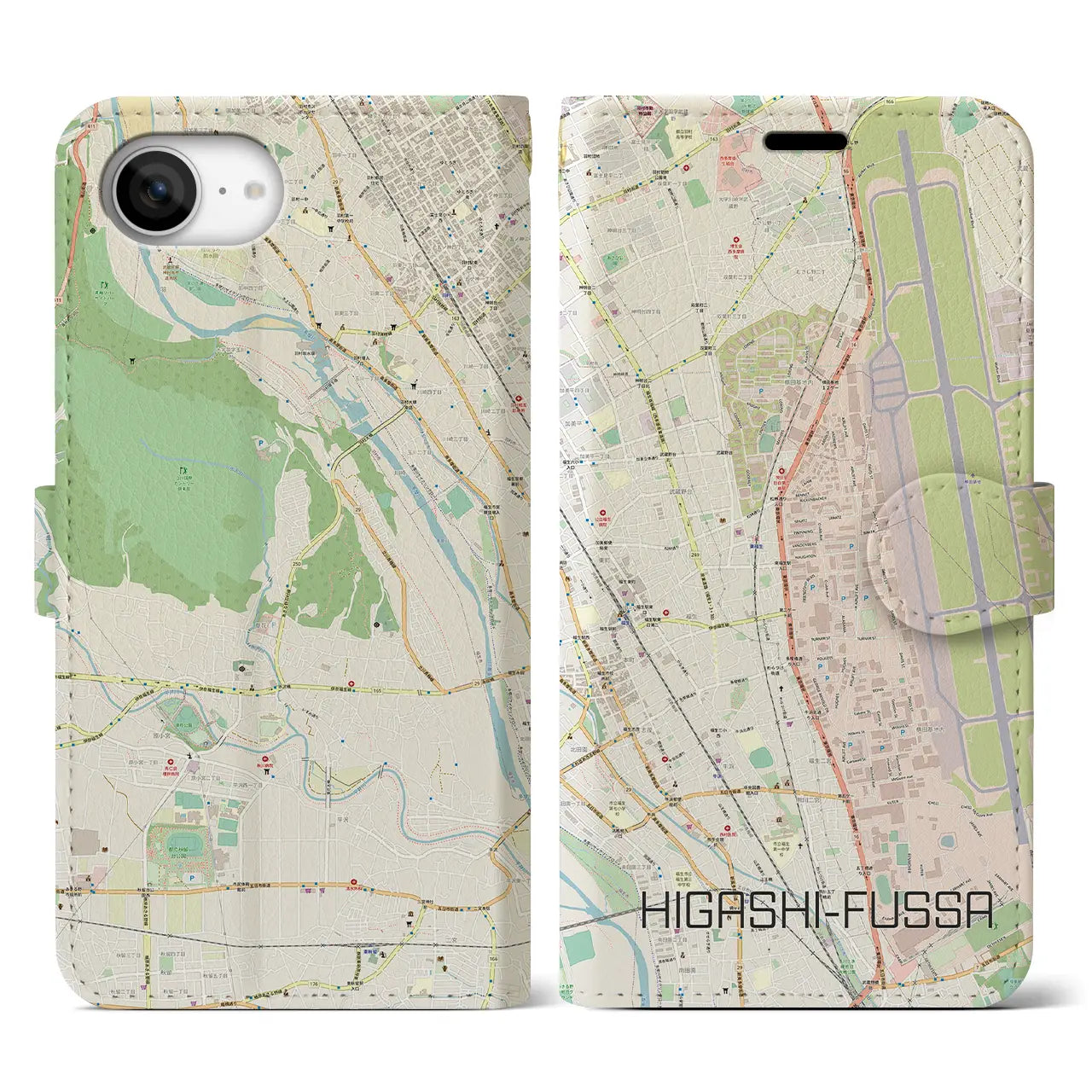 【東福生(東京都)】地図柄iPhoneケース(手帳タイプ)