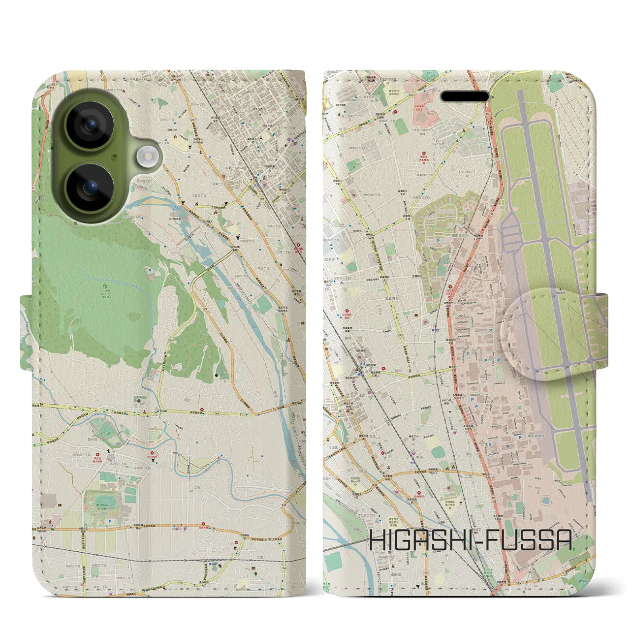 【東福生(東京都)】地図柄iPhoneケース(手帳タイプ)モノトーン・iPhone 17 Pro Max 用