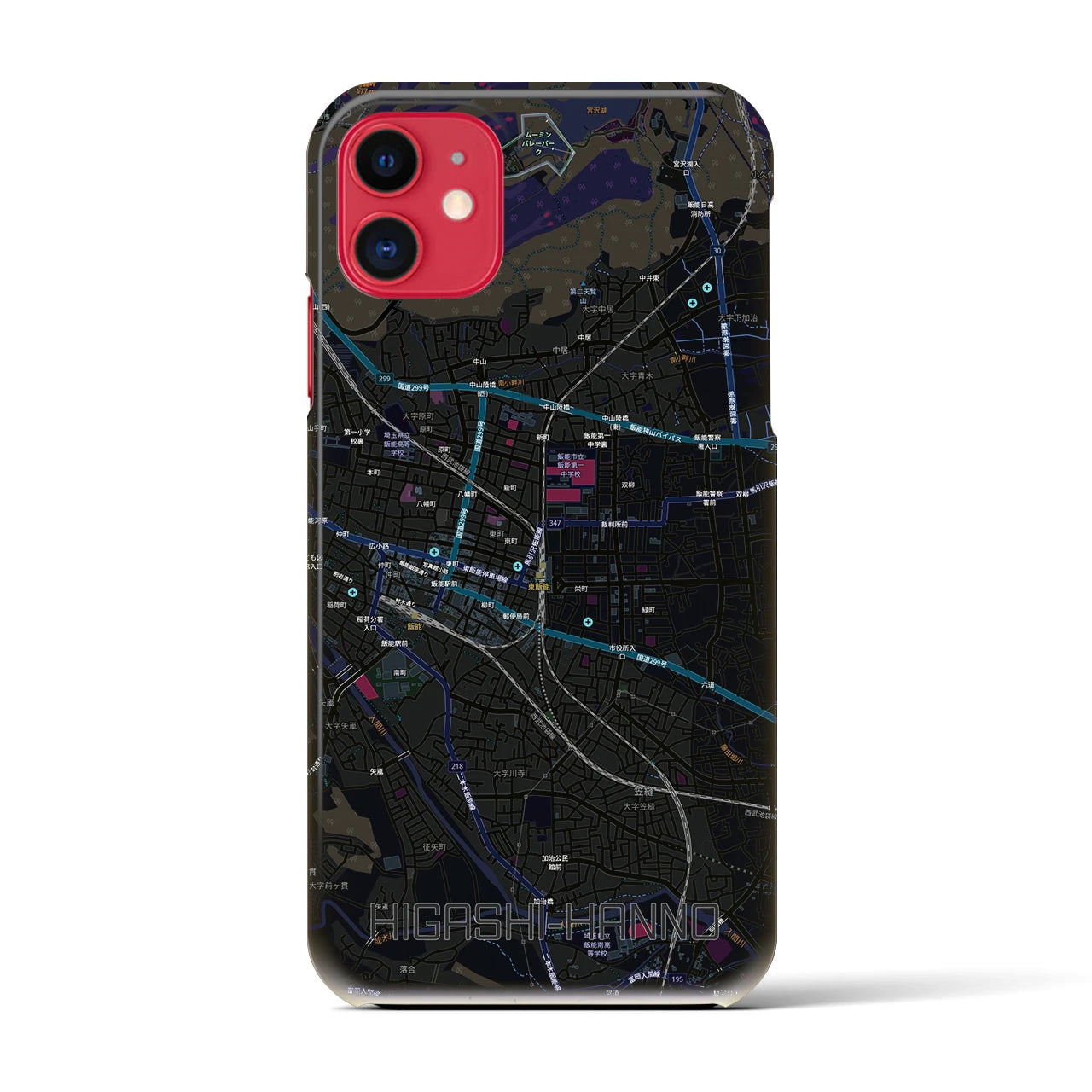 【東飯能(埼玉県)】地図柄iPhoneケース(バックカバータイプ)