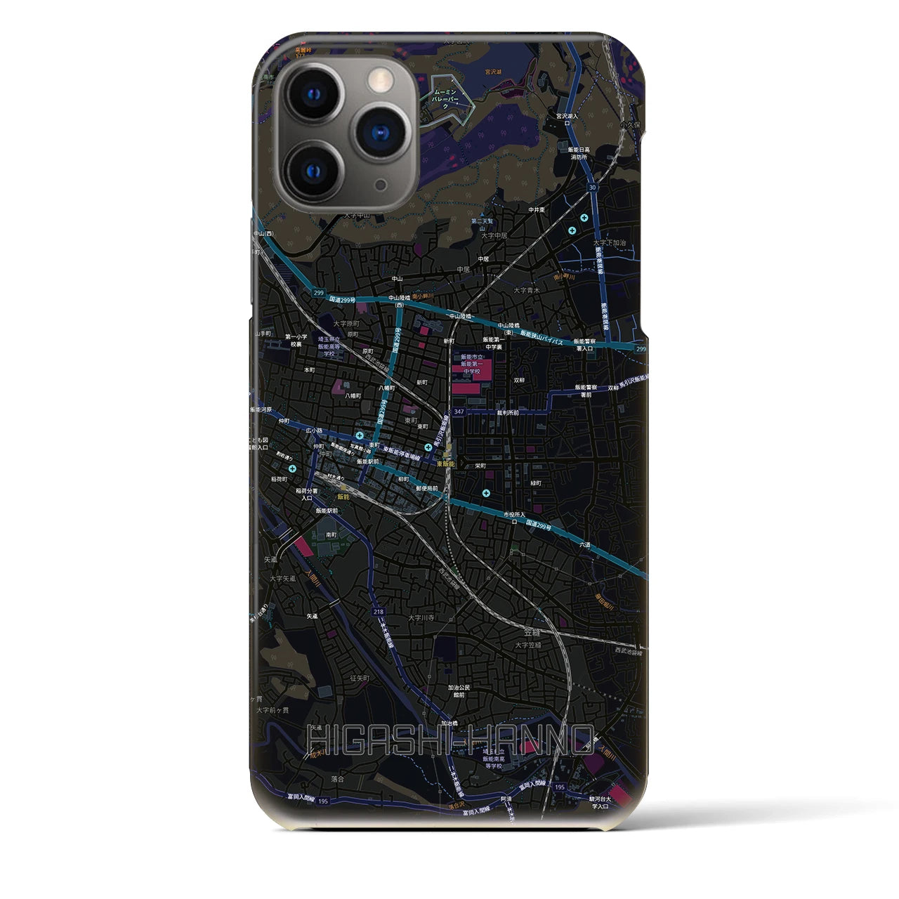 【東飯能(埼玉県)】地図柄iPhoneケース(バックカバータイプ)