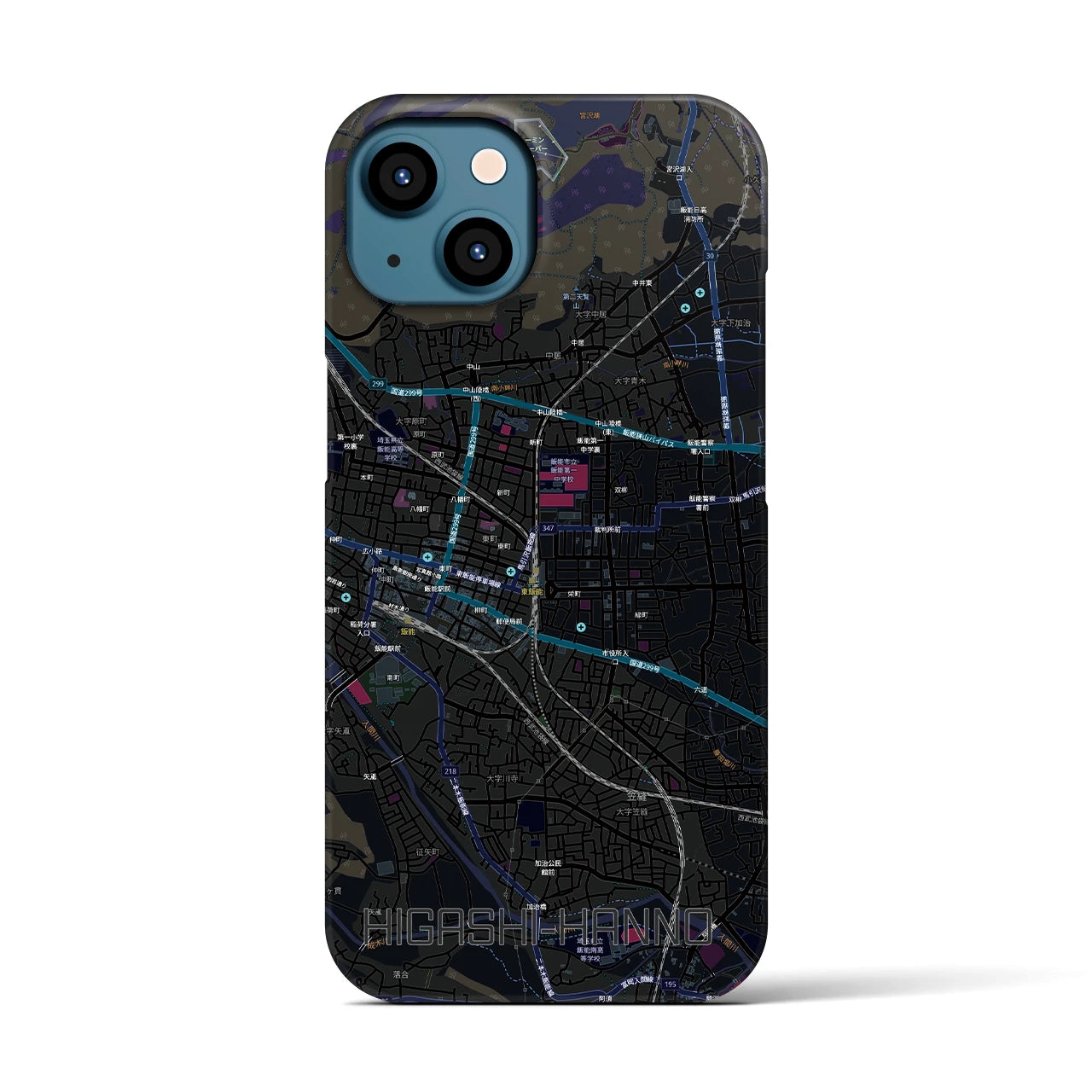 【東飯能(埼玉県)】地図柄iPhoneケース(バックカバータイプ)