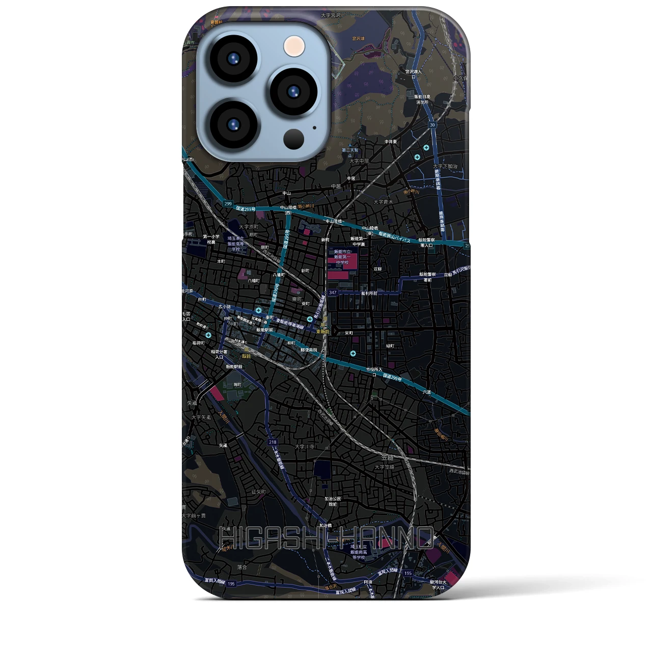 【東飯能(埼玉県)】地図柄iPhoneケース(バックカバータイプ)