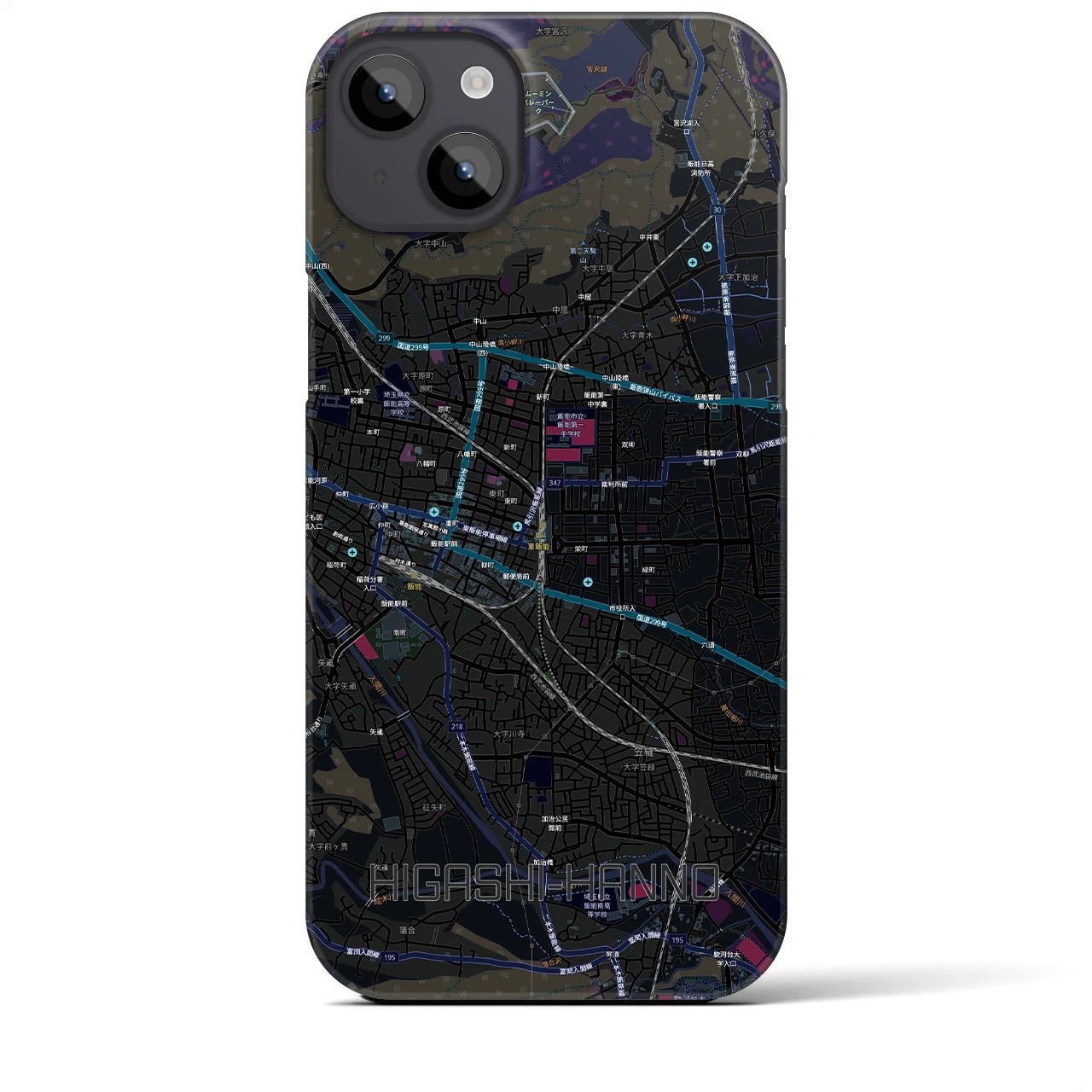 【東飯能(埼玉県)】地図柄iPhoneケース(バックカバータイプ)