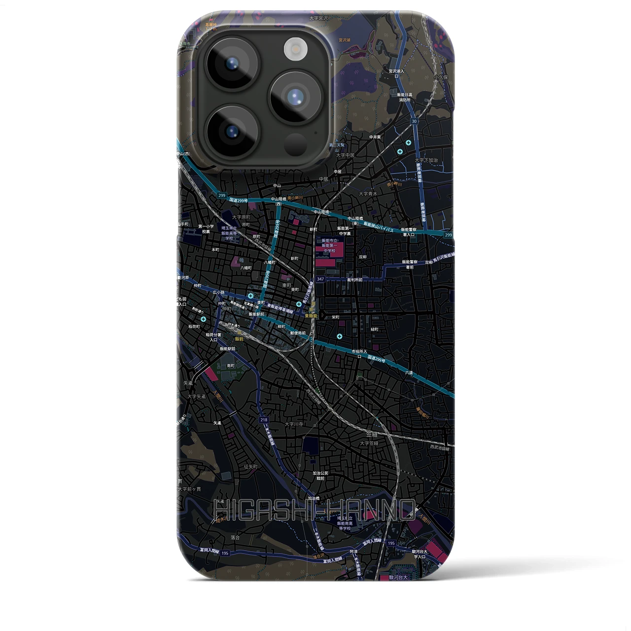 【東飯能(埼玉県)】地図柄iPhoneケース(バックカバータイプ)