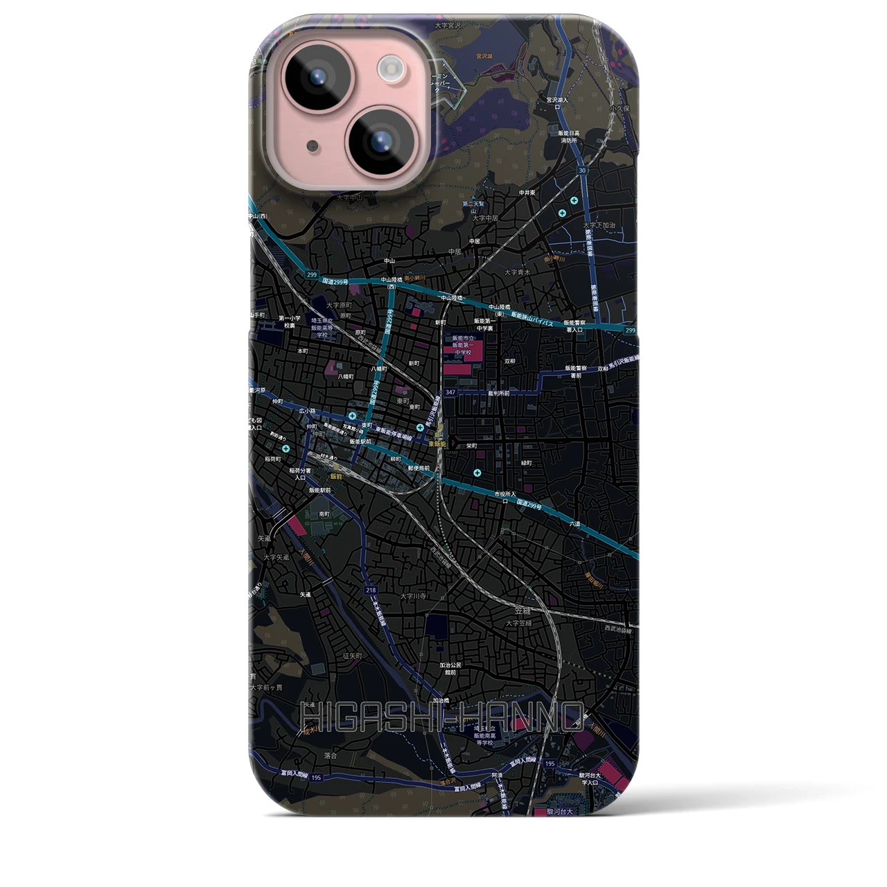 【東飯能(埼玉県)】地図柄iPhoneケース(バックカバータイプ)