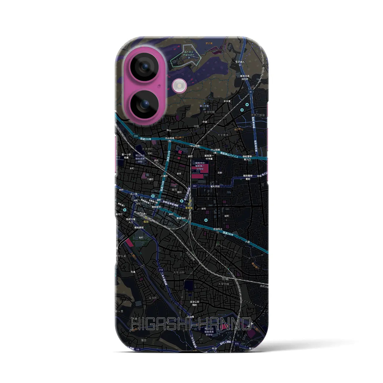 【東飯能(埼玉県)】地図柄iPhoneケース(バックカバータイプ)