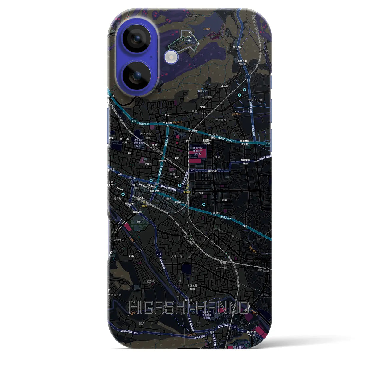 【東飯能(埼玉県)】地図柄iPhoneケース(バックカバータイプ)