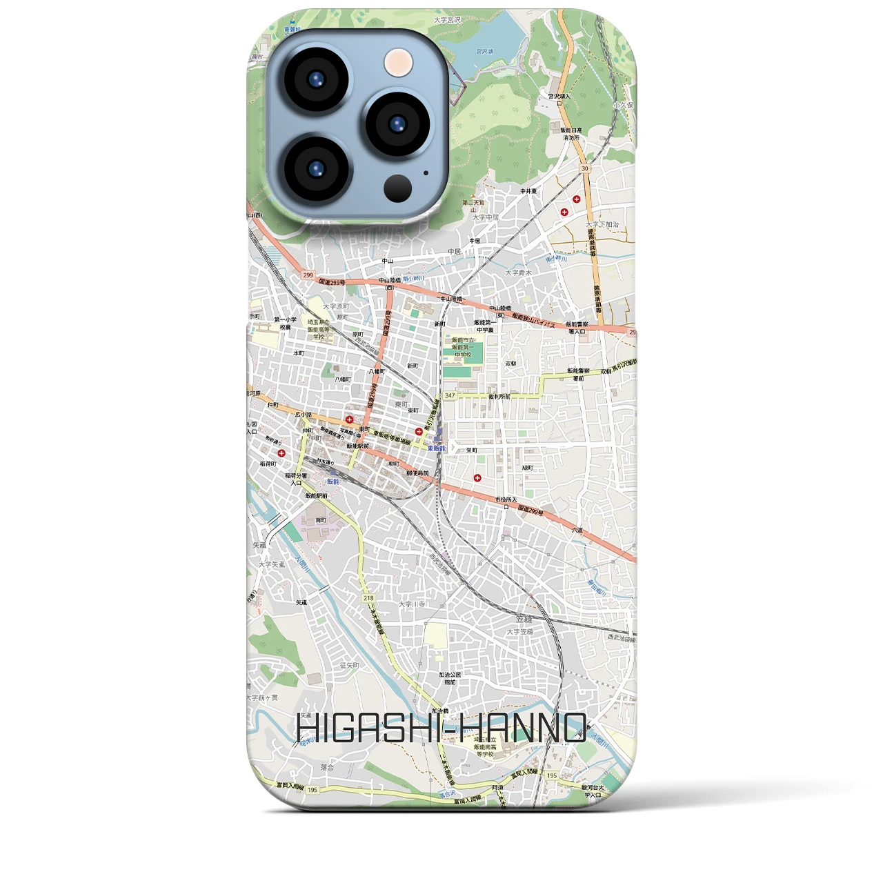 【東飯能(埼玉県)】地図柄iPhoneケース(バックカバータイプ)