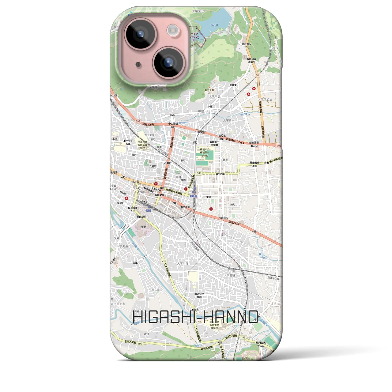 【東飯能(埼玉県)】地図柄iPhoneケース(バックカバータイプ)