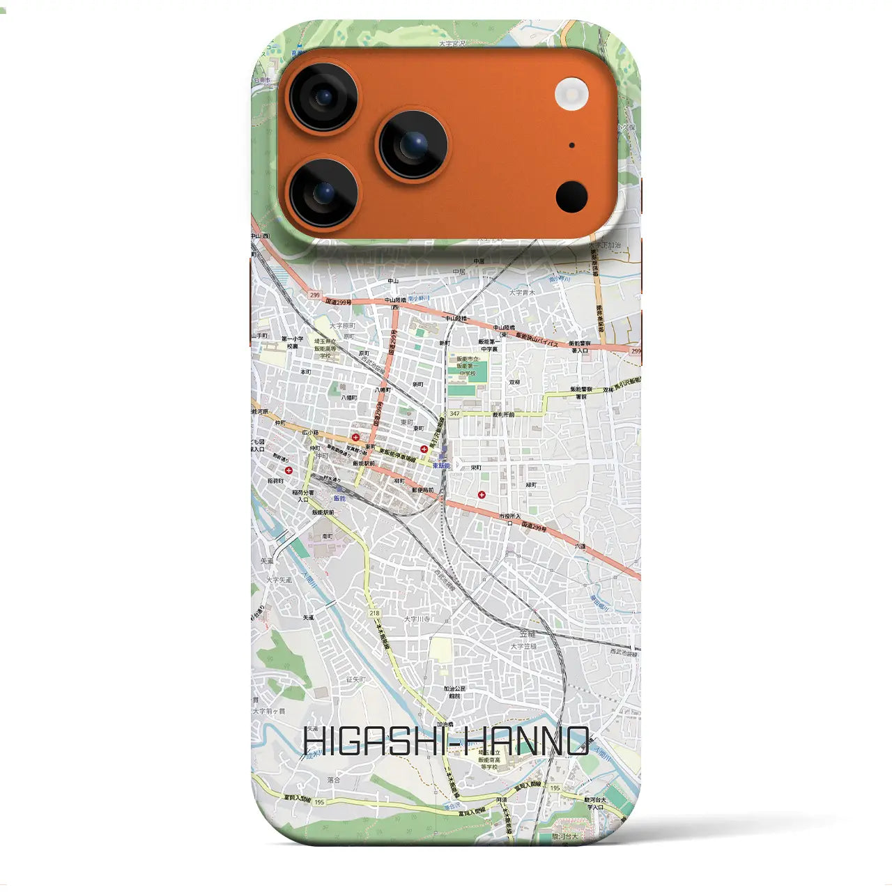 【東飯能(埼玉県)】地図柄iPhoneケース(バックカバータイプ)ブラック・iPhone 17 Pro Max 用