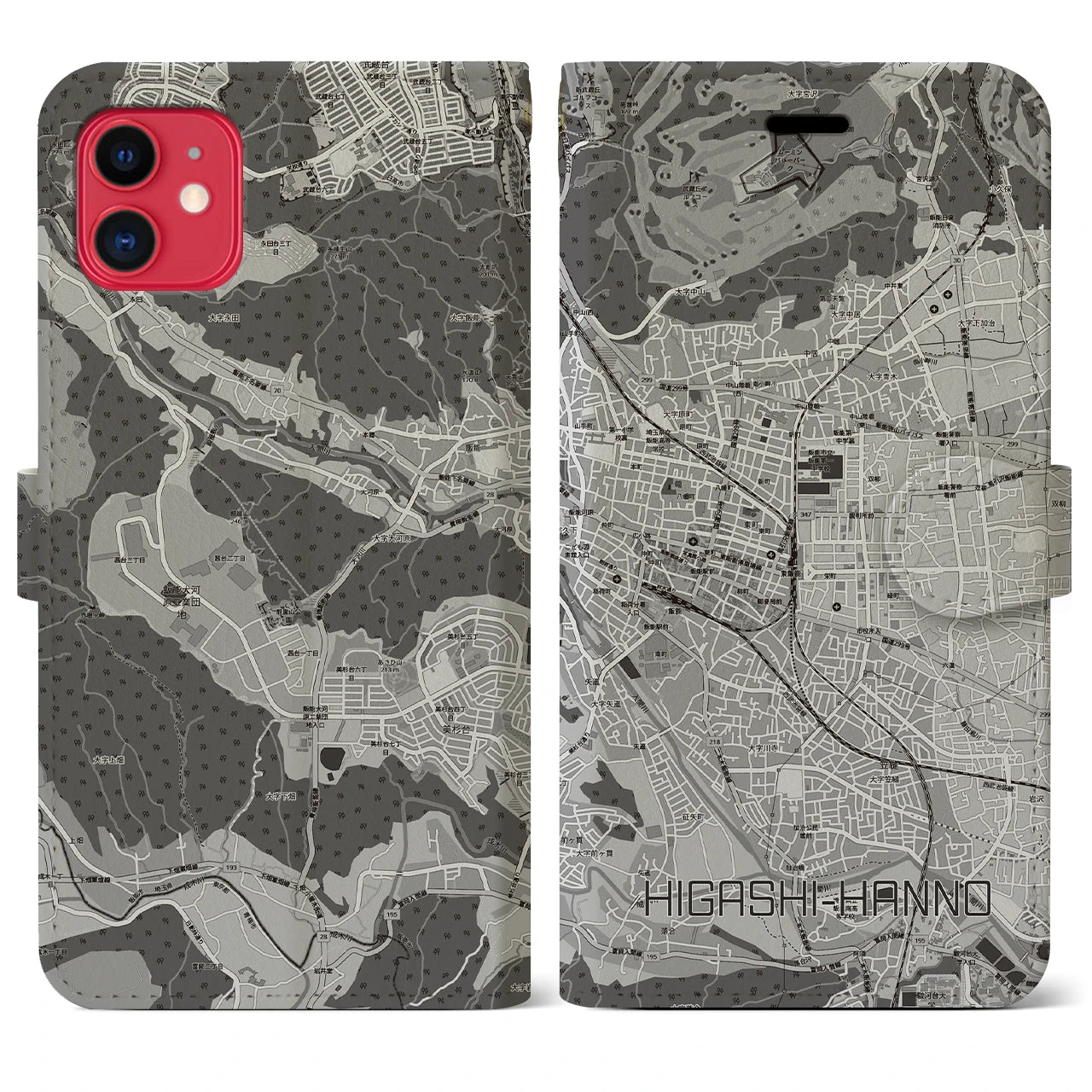 【東飯能(埼玉県)】地図柄iPhoneケース(手帳タイプ)
