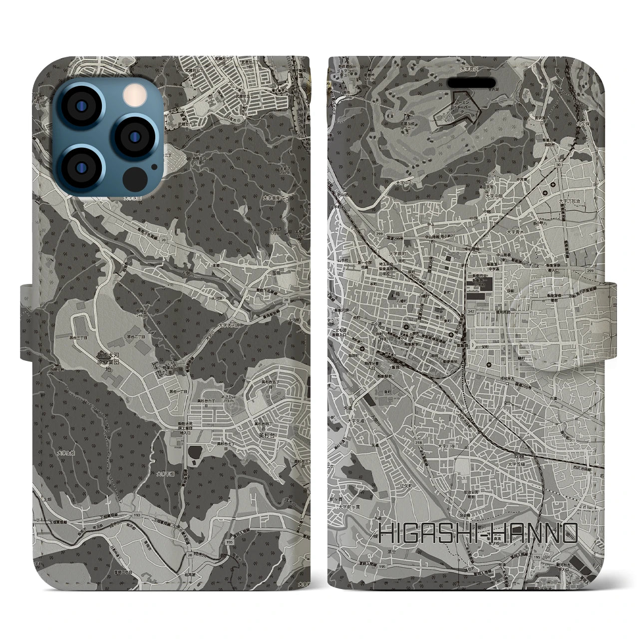 【東飯能(埼玉県)】地図柄iPhoneケース(手帳タイプ)