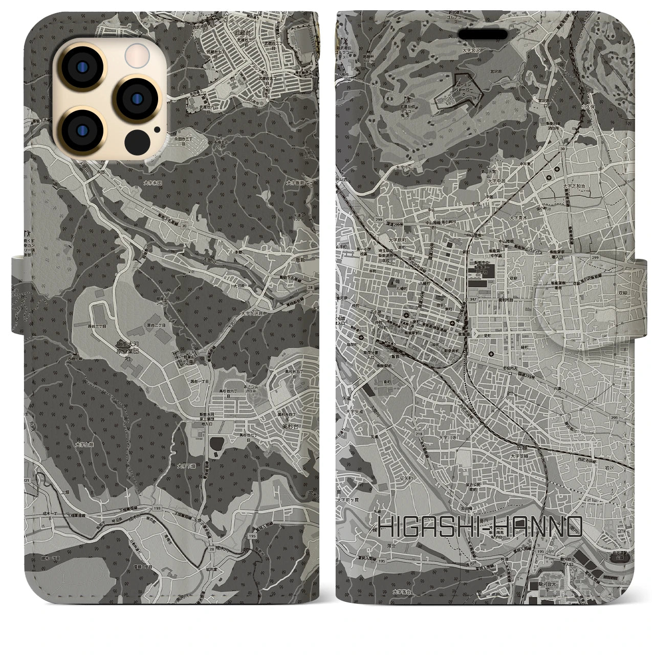 【東飯能(埼玉県)】地図柄iPhoneケース(手帳タイプ)