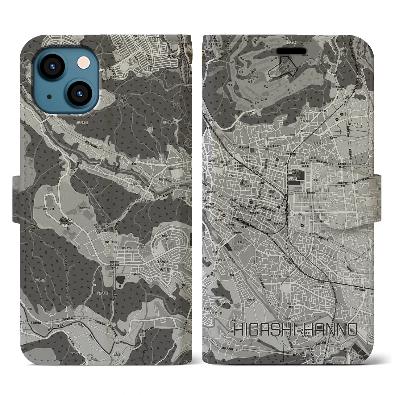 【東飯能(埼玉県)】地図柄iPhoneケース(手帳タイプ)