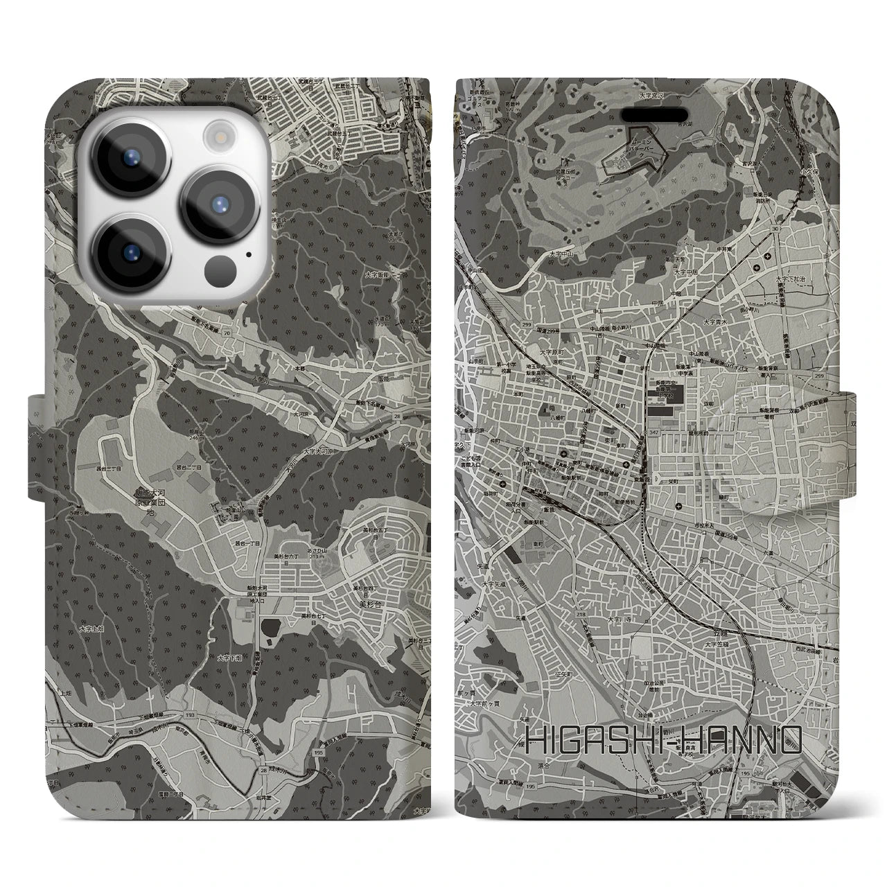 【東飯能(埼玉県)】地図柄iPhoneケース(手帳タイプ)