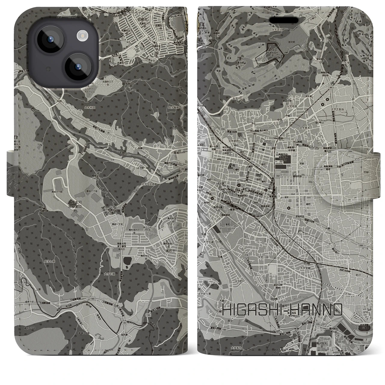 【東飯能(埼玉県)】地図柄iPhoneケース(手帳タイプ)