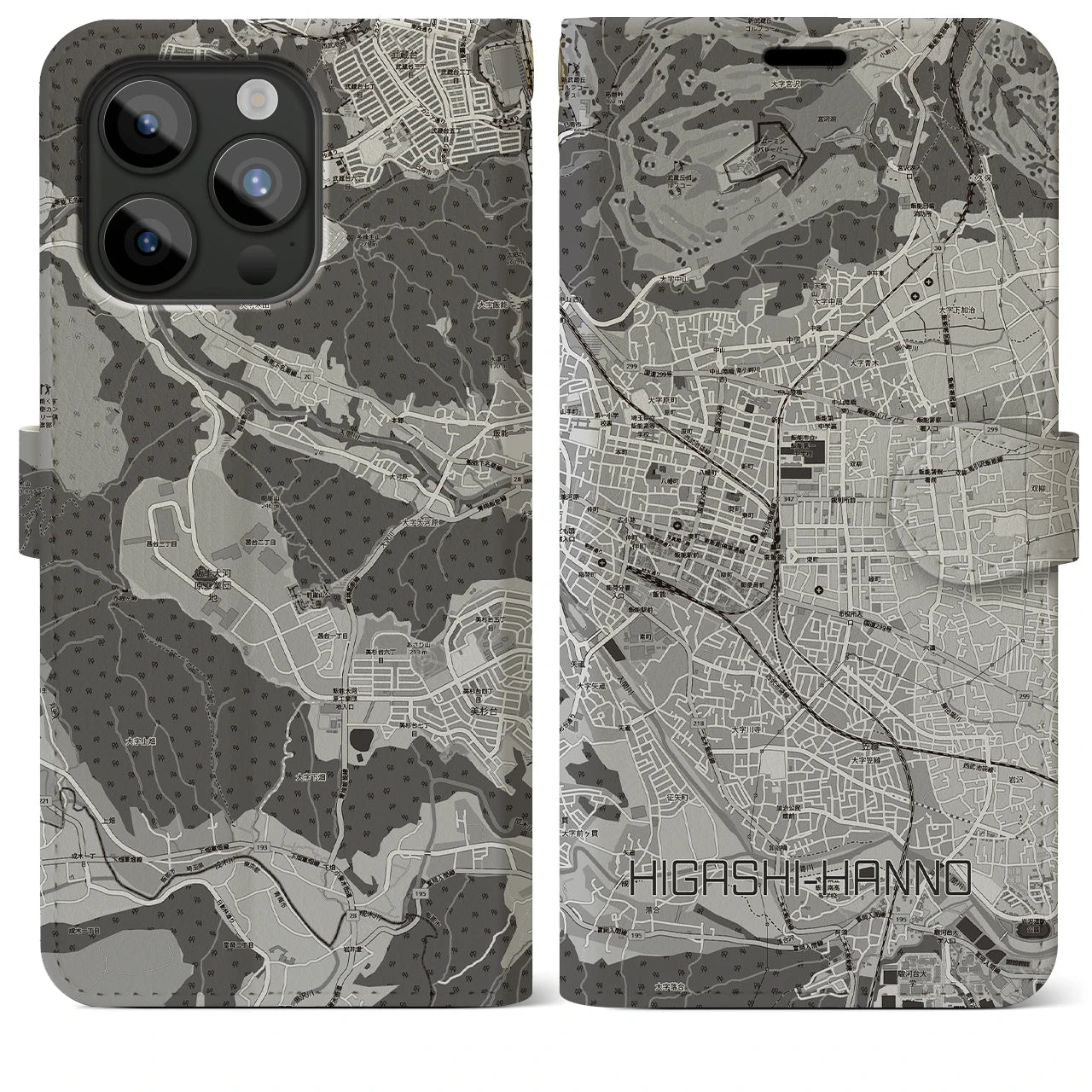 【東飯能(埼玉県)】地図柄iPhoneケース(手帳タイプ)