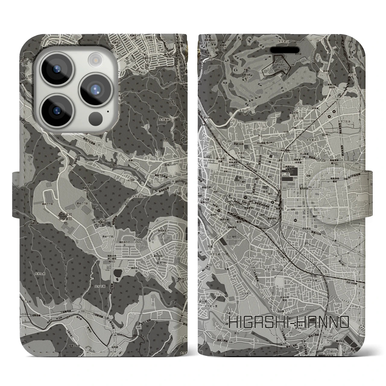 【東飯能(埼玉県)】地図柄iPhoneケース(手帳タイプ)