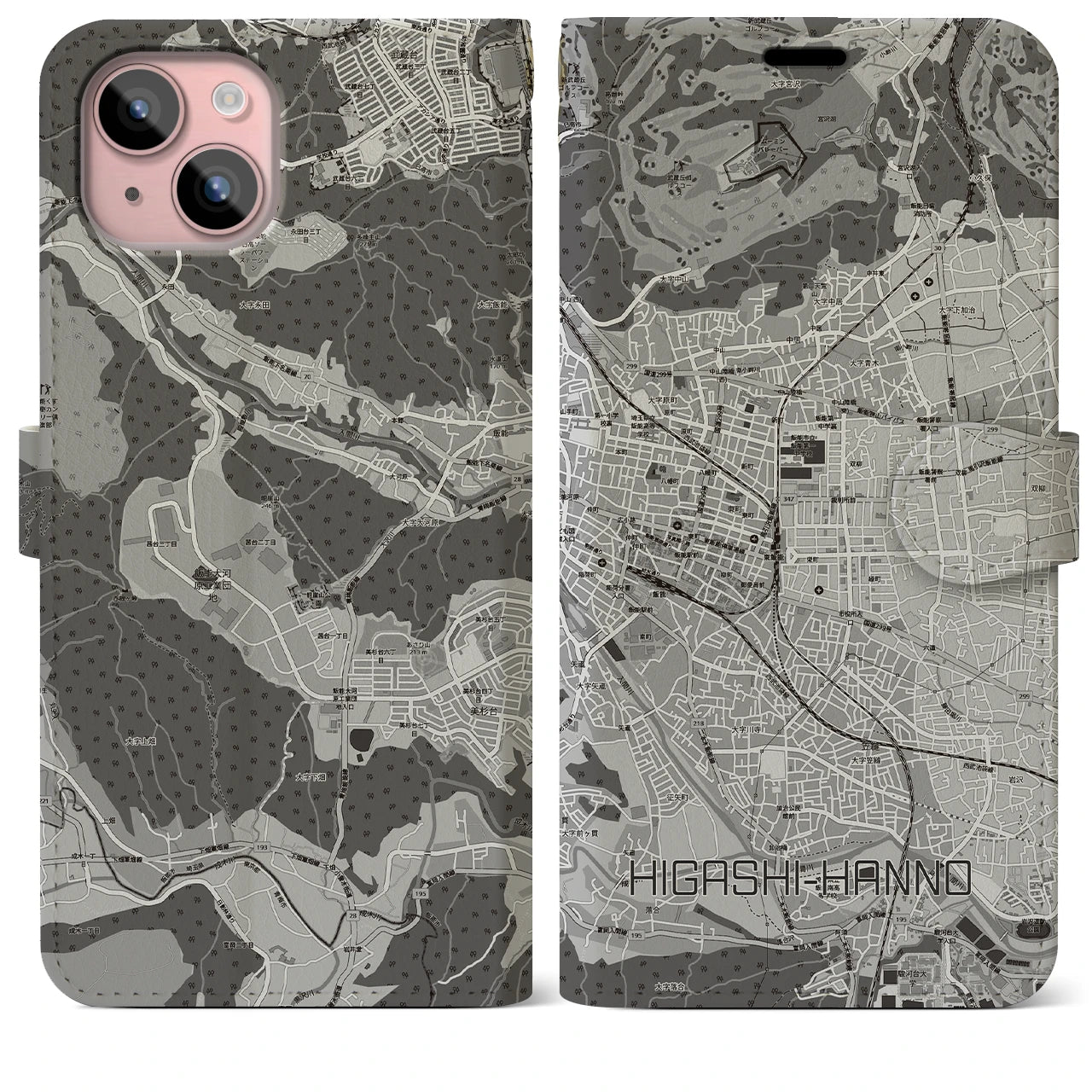 【東飯能(埼玉県)】地図柄iPhoneケース(手帳タイプ)