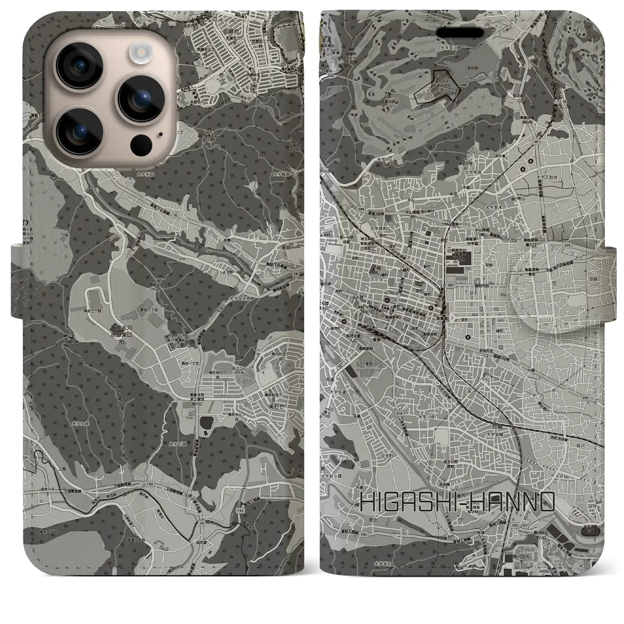 【東飯能(埼玉県)】地図柄iPhoneケース(手帳タイプ)