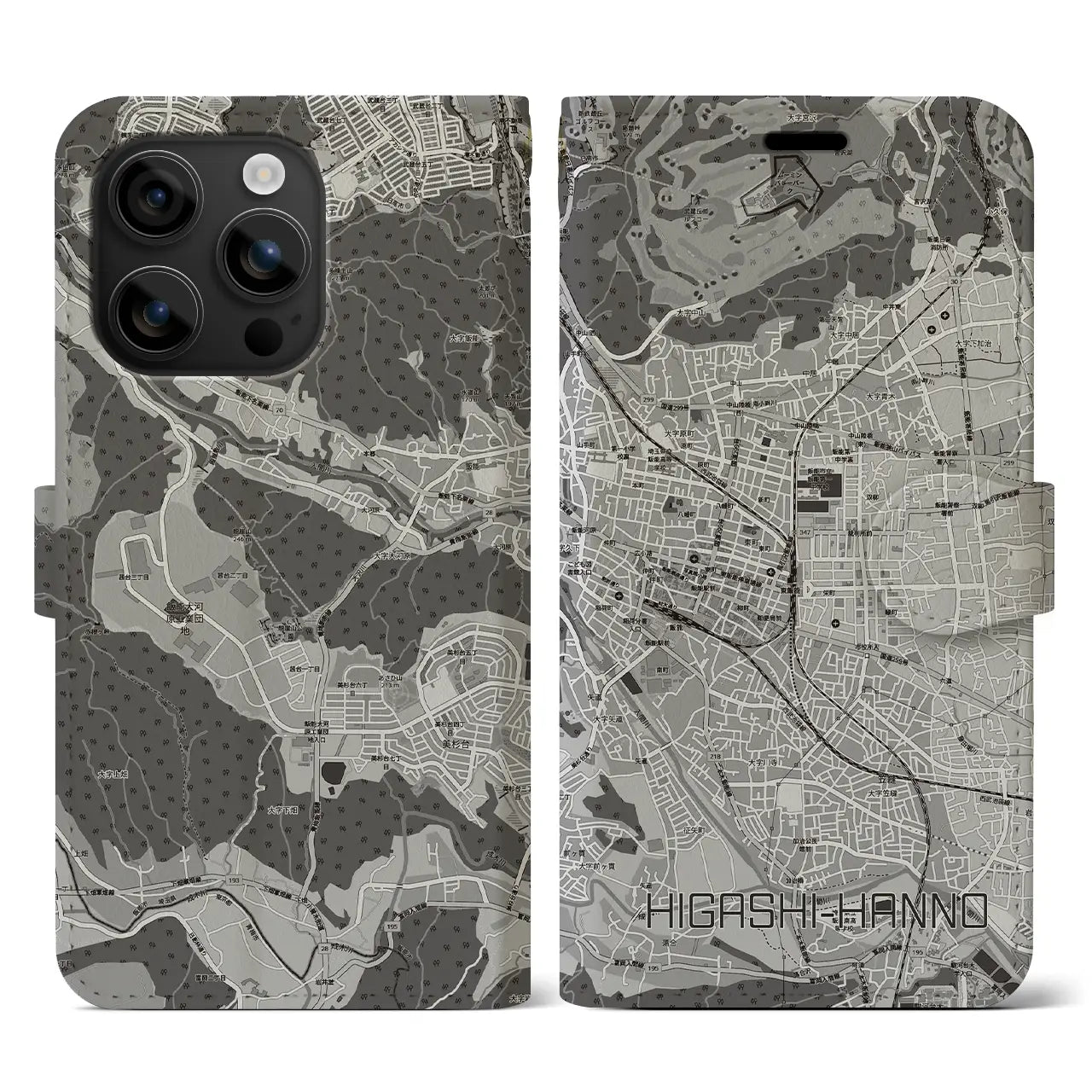 【東飯能(埼玉県)】地図柄iPhoneケース(手帳タイプ)