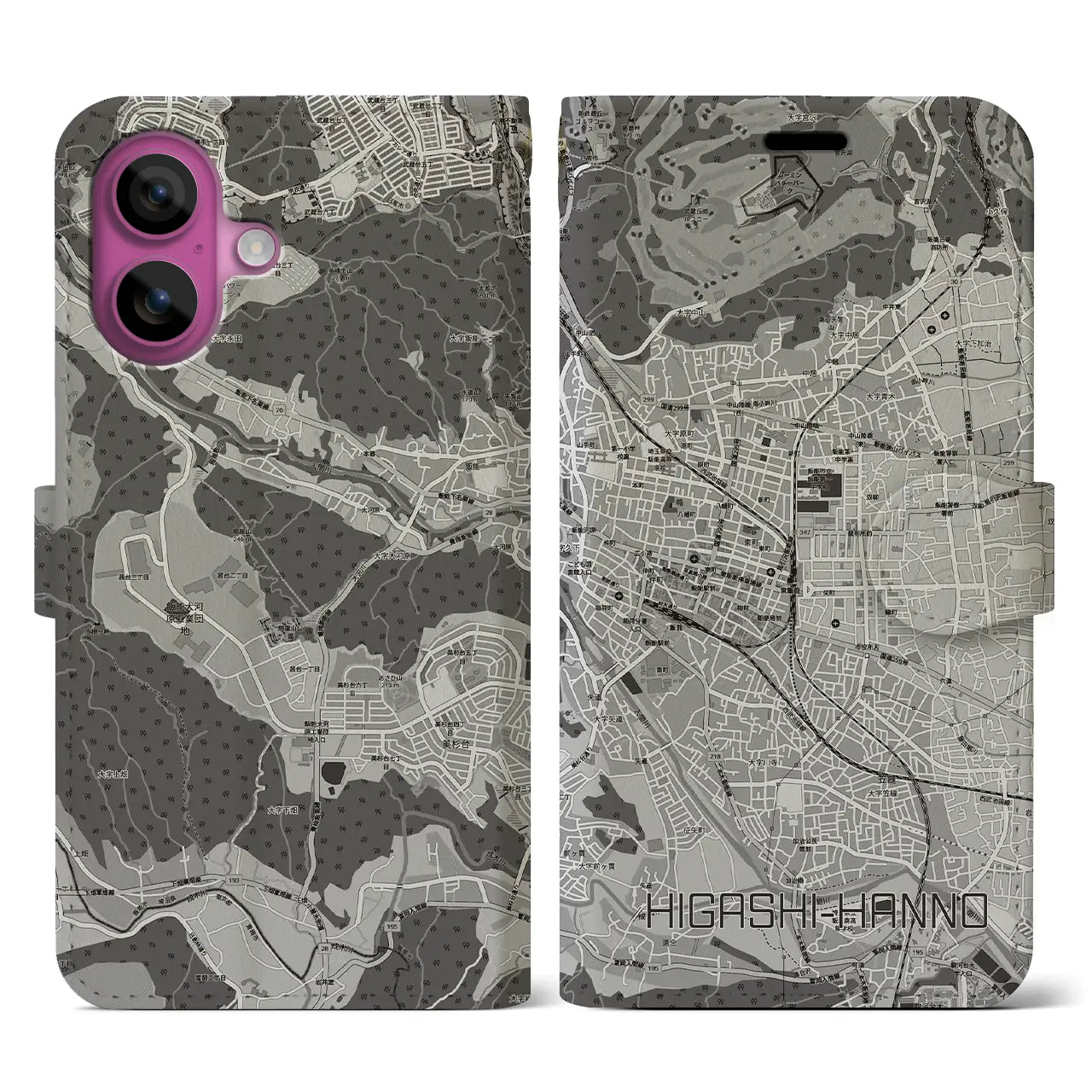 【東飯能(埼玉県)】地図柄iPhoneケース(手帳タイプ)