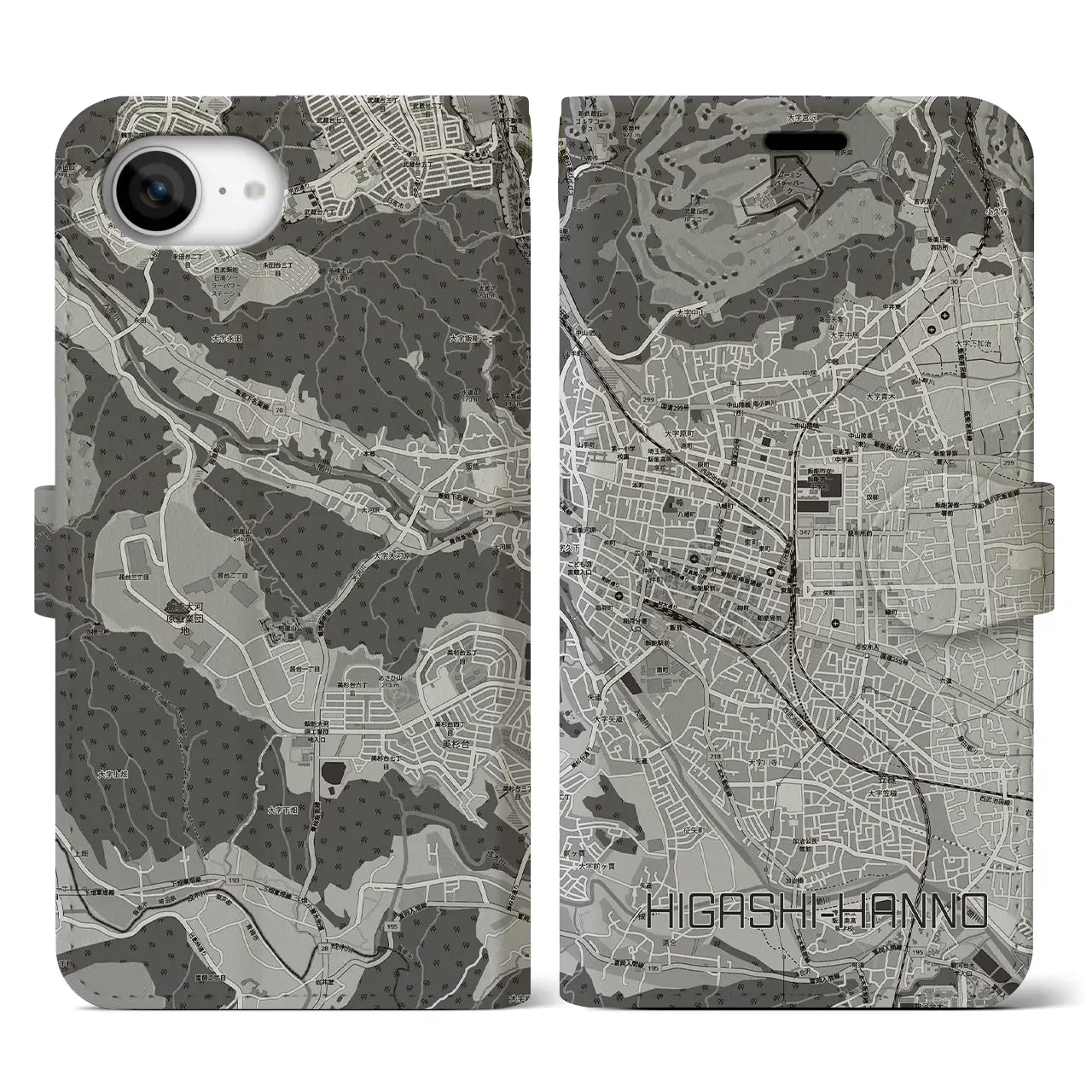 【東飯能(埼玉県)】地図柄iPhoneケース(手帳タイプ)