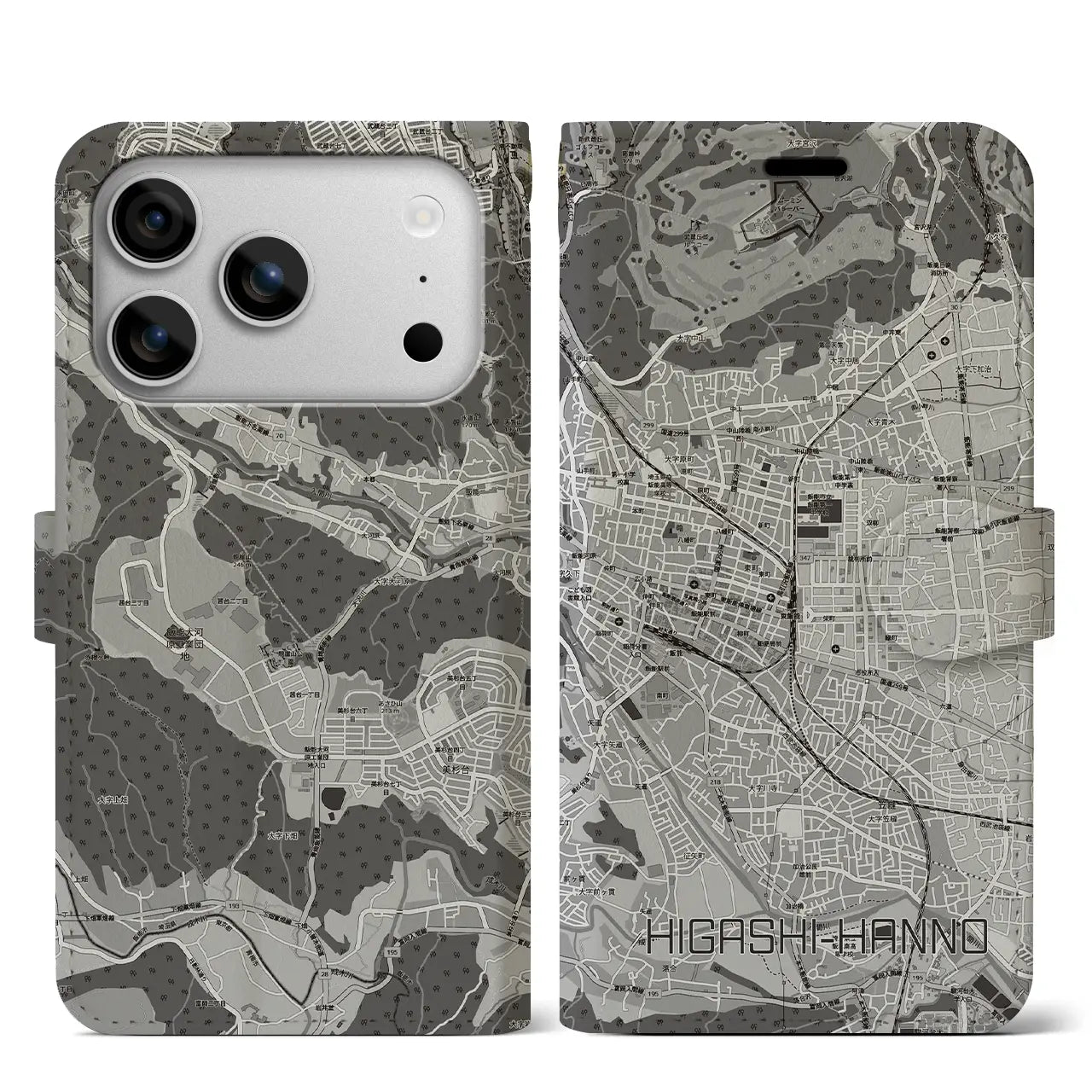 【東飯能(埼玉県)】地図柄iPhoneケース(手帳タイプ)