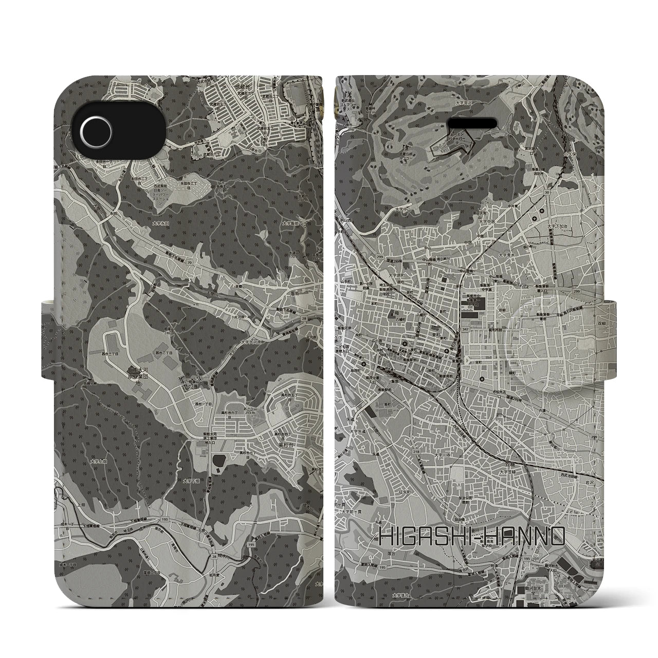 【東飯能(埼玉県)】地図柄iPhoneケース(手帳タイプ)