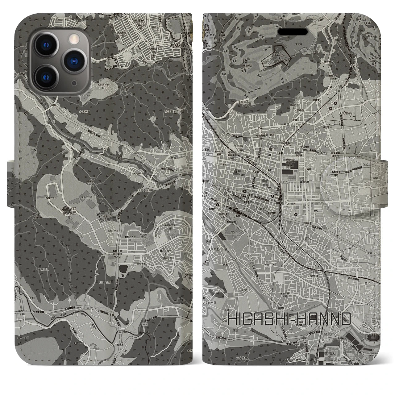 【東飯能(埼玉県)】地図柄iPhoneケース(手帳タイプ)