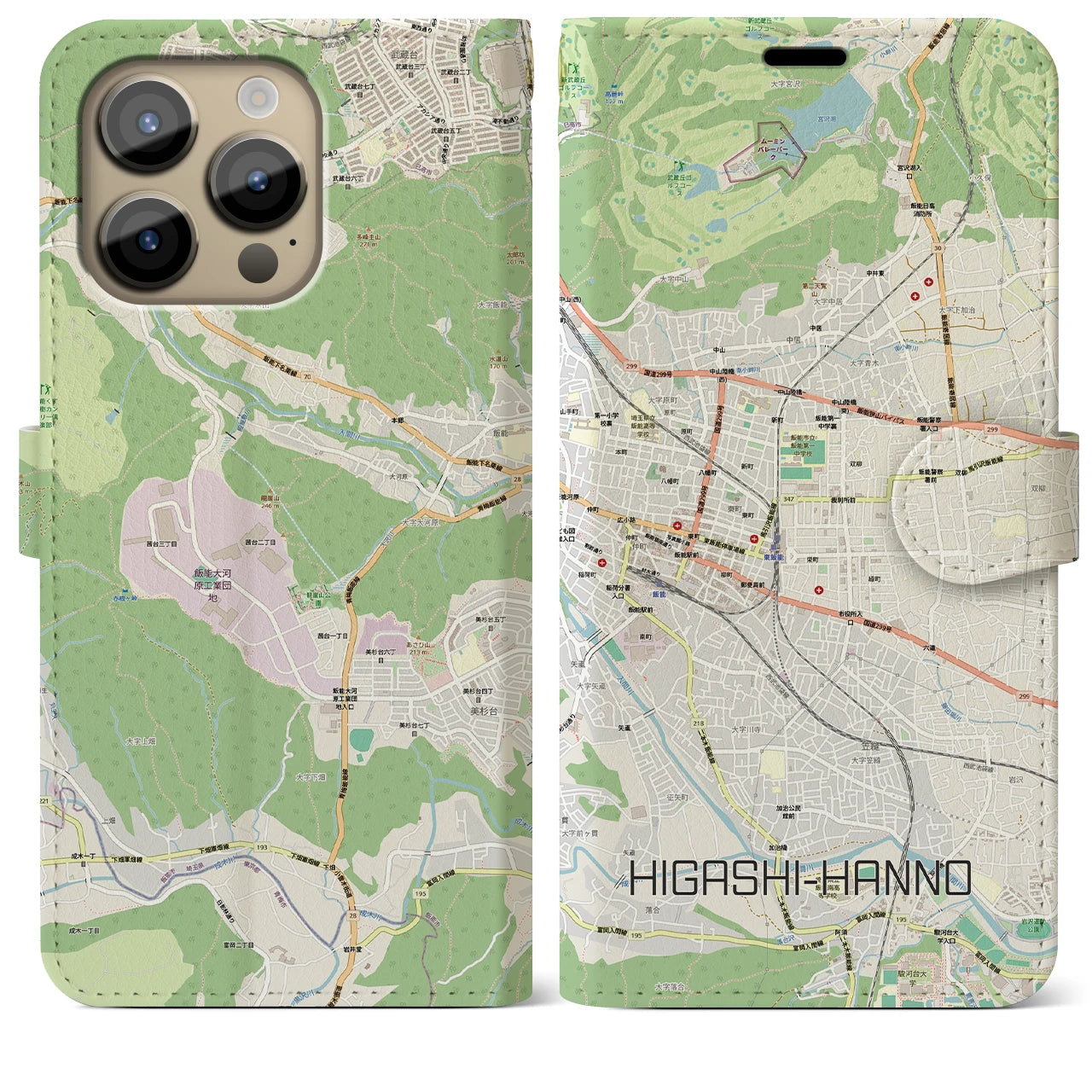 【東飯能(埼玉県)】地図柄iPhoneケース(手帳タイプ)