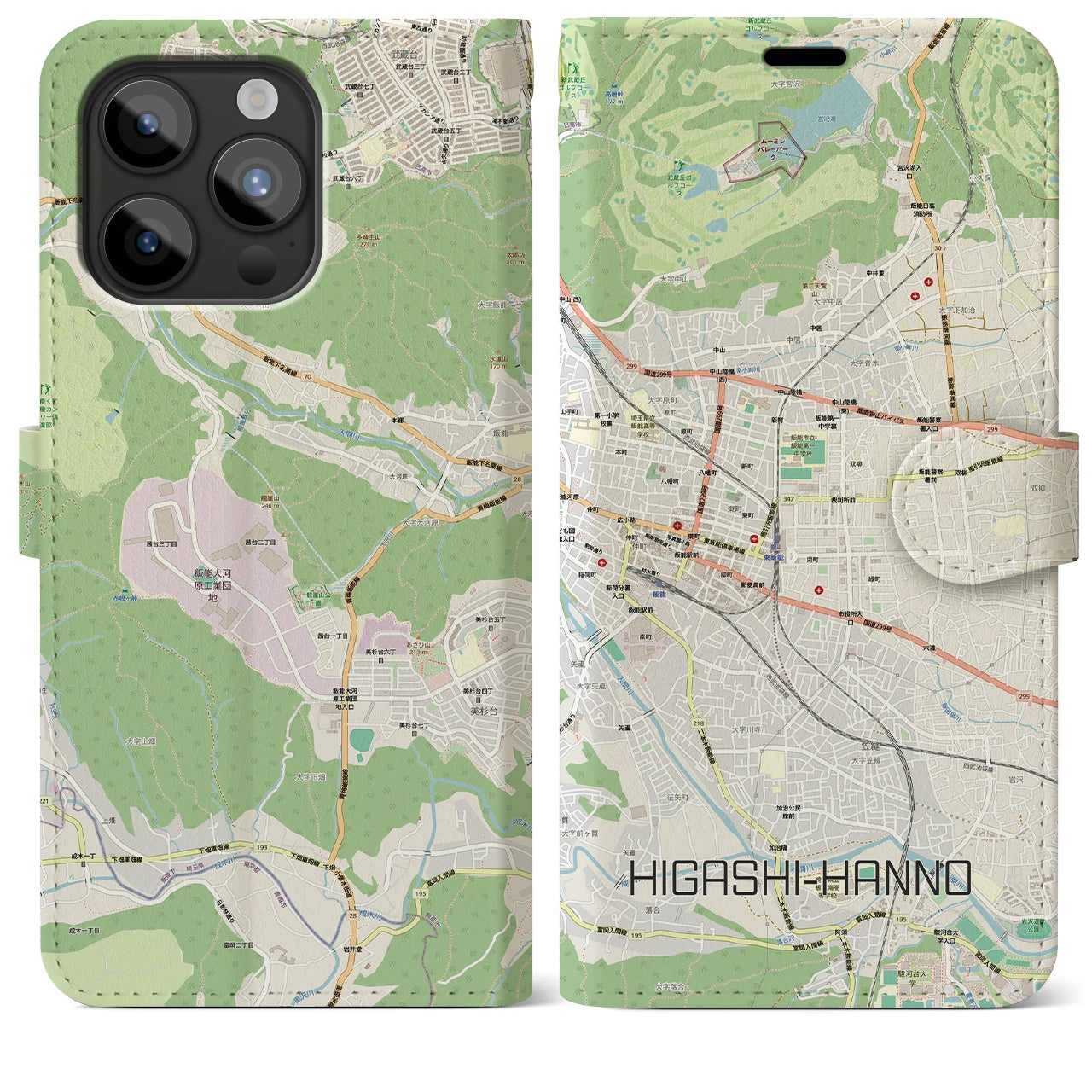 【東飯能(埼玉県)】地図柄iPhoneケース(手帳タイプ)