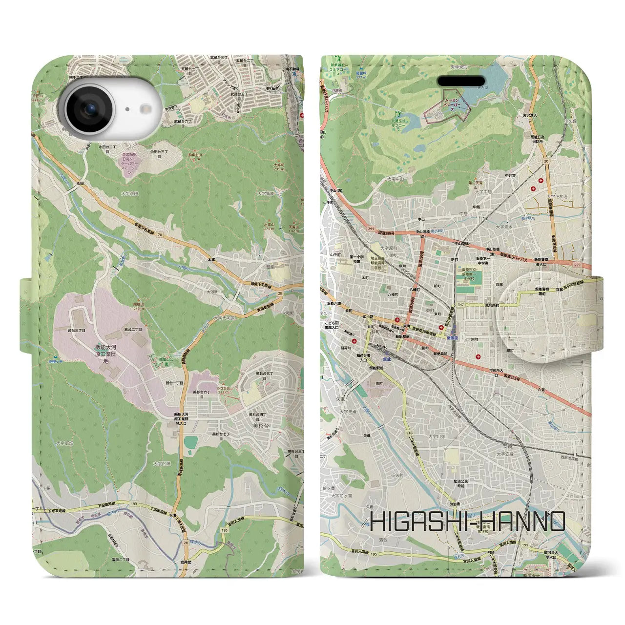 【東飯能(埼玉県)】地図柄iPhoneケース(手帳タイプ)