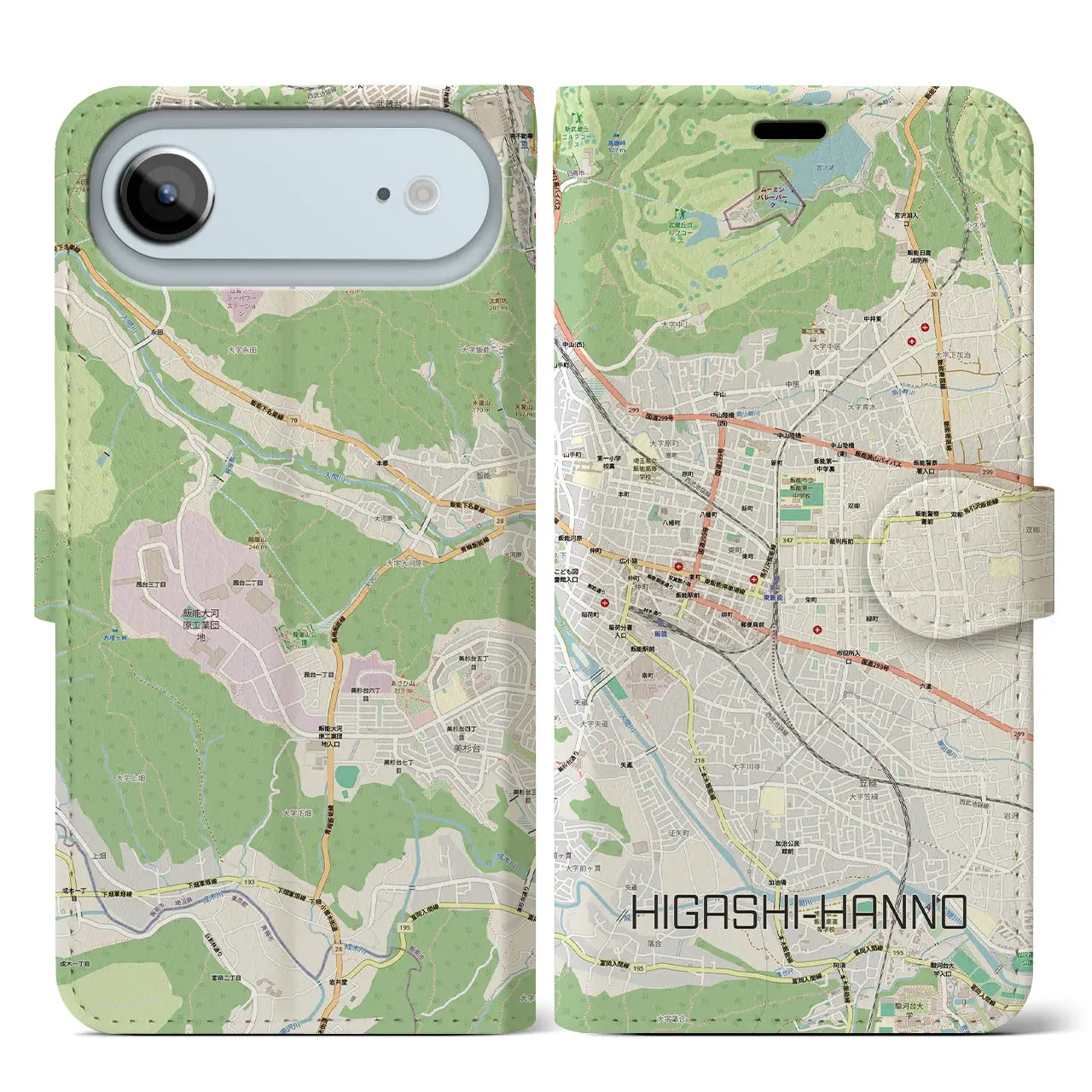 【東飯能(埼玉県)】地図柄iPhoneケース(手帳タイプ)