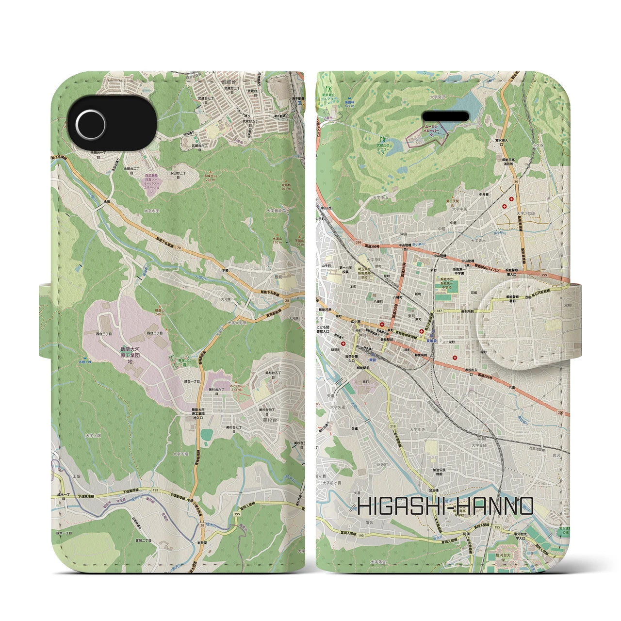 【東飯能(埼玉県)】地図柄iPhoneケース(手帳タイプ)