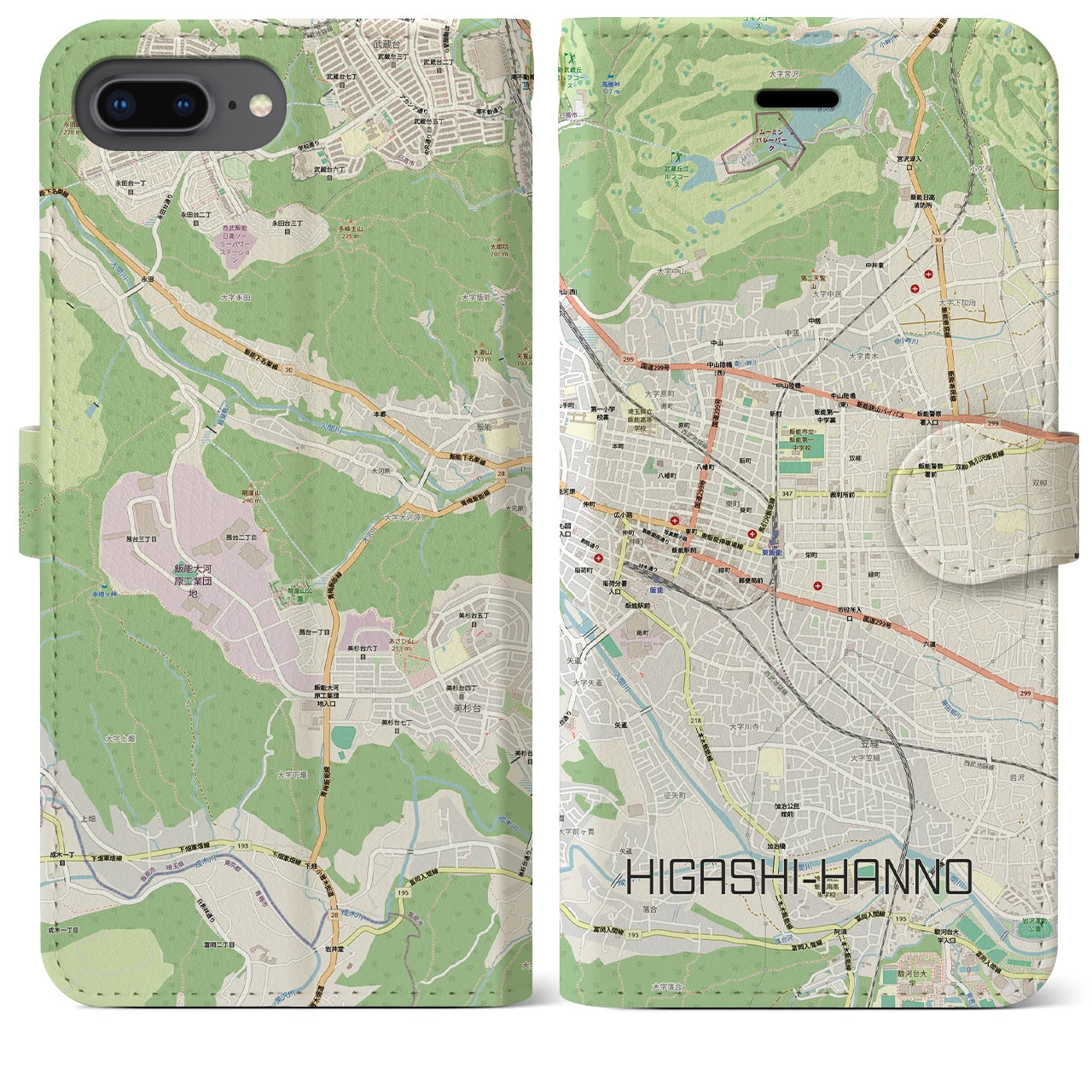 【東飯能(埼玉県)】地図柄iPhoneケース(手帳タイプ)
