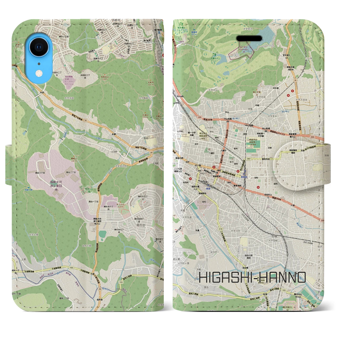 【東飯能(埼玉県)】地図柄iPhoneケース(手帳タイプ)