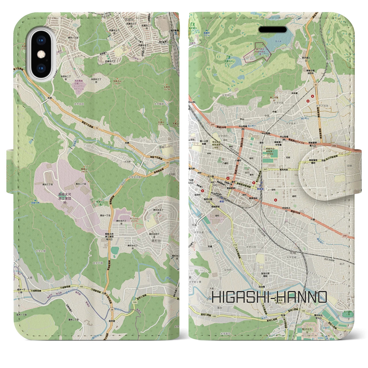 【東飯能(埼玉県)】地図柄iPhoneケース(手帳タイプ)