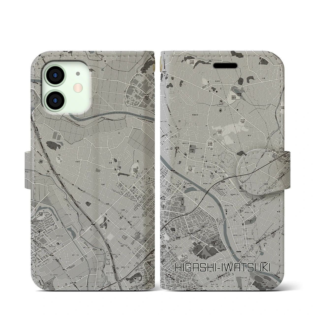 【東岩槻(埼玉県)】地図柄iPhoneケース(手帳タイプ)