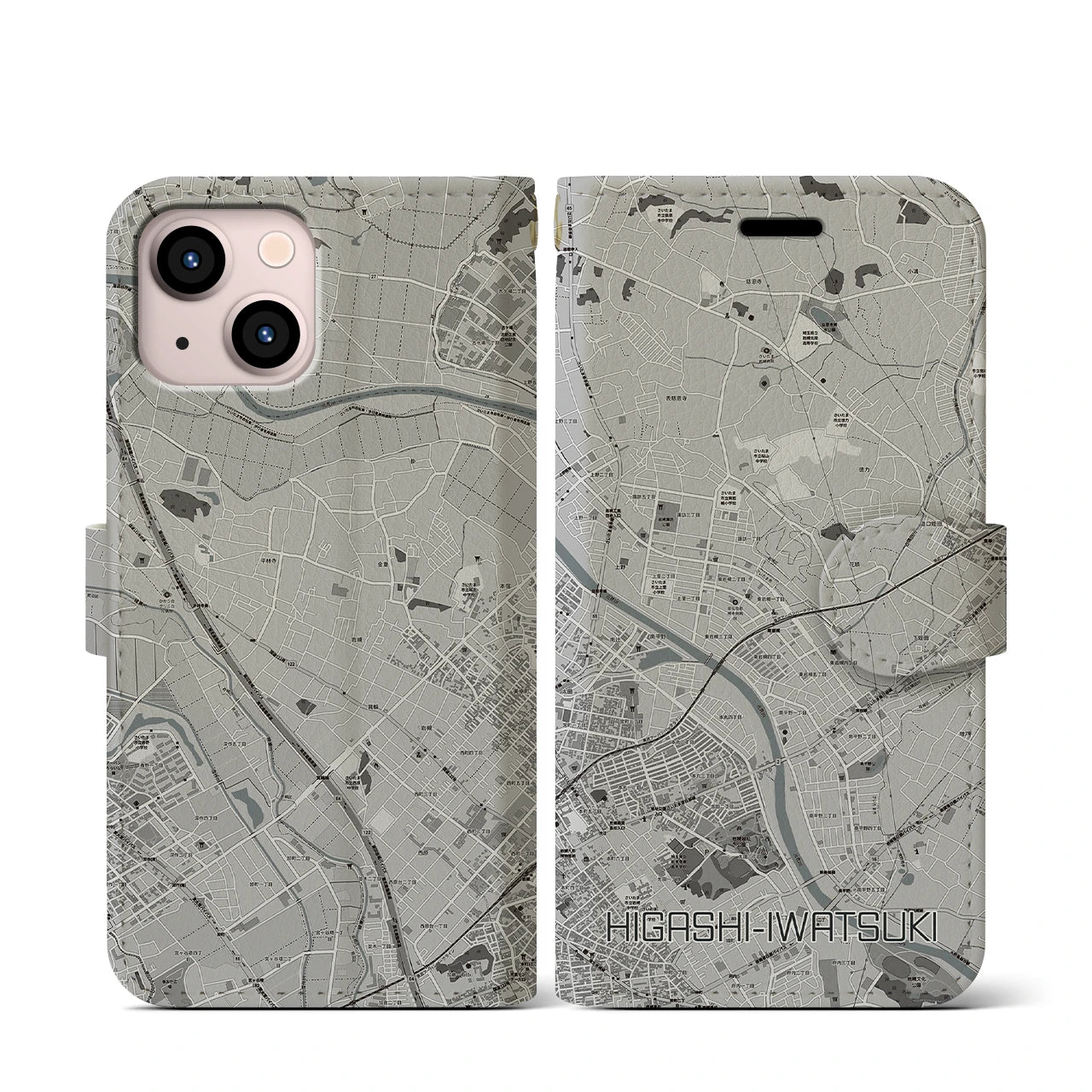 【東岩槻(埼玉県)】地図柄iPhoneケース(手帳タイプ)