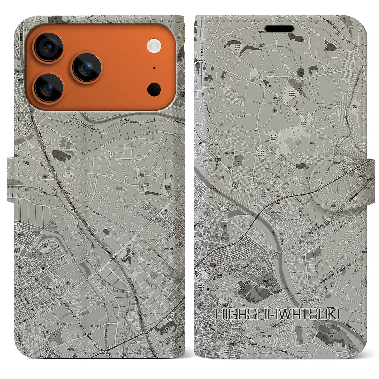 【東岩槻(埼玉県)】地図柄iPhoneケース(手帳タイプ)