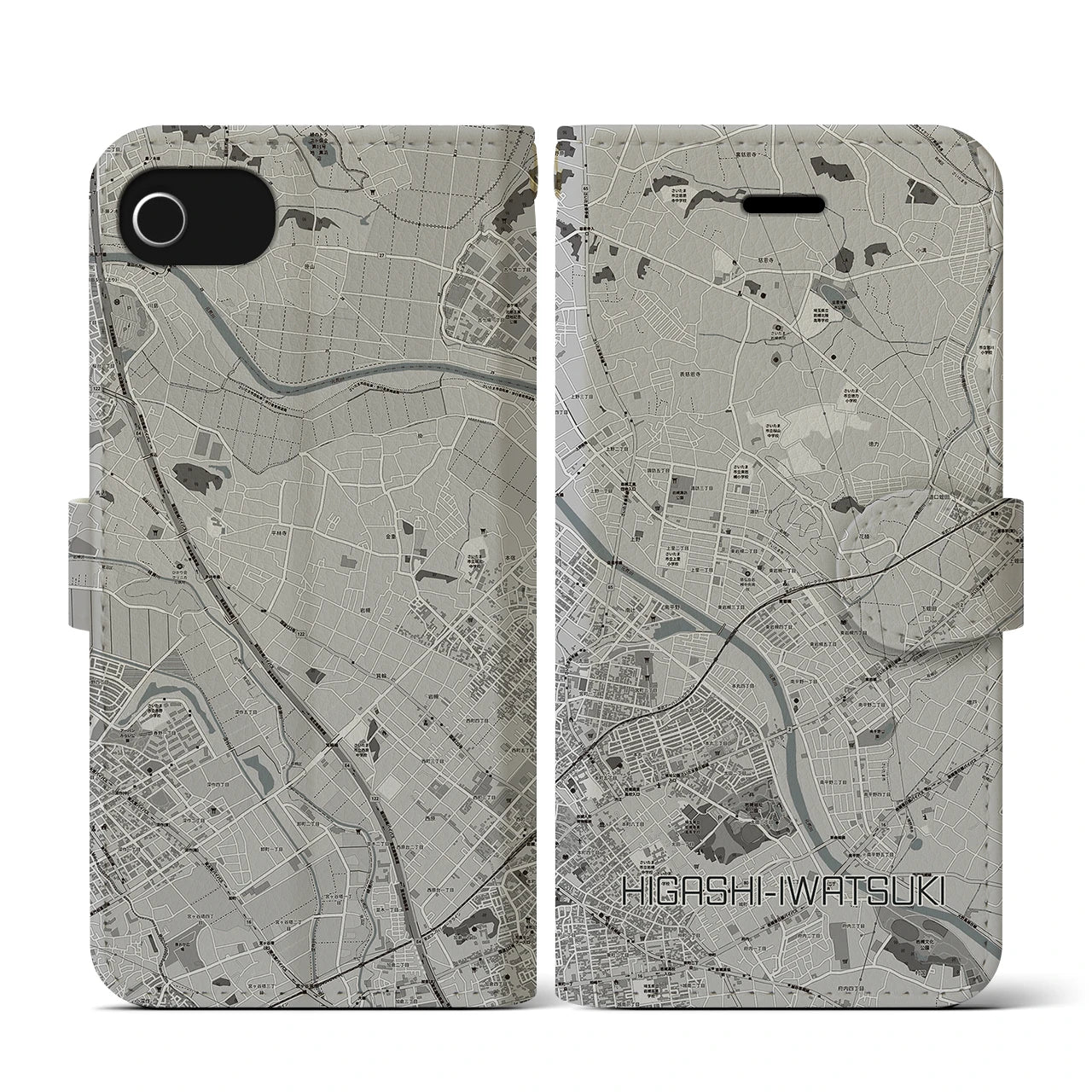 【東岩槻(埼玉県)】地図柄iPhoneケース(手帳タイプ)