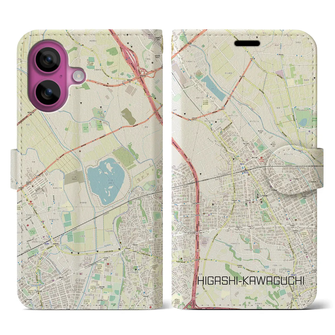 【東川口(埼玉県)】地図柄iPhoneケース(手帳タイプ)