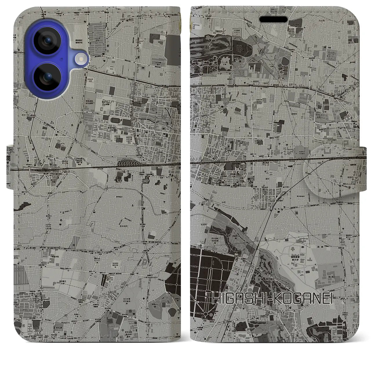 【東小金井(東京都)】地図柄iPhoneケース(手帳タイプ)