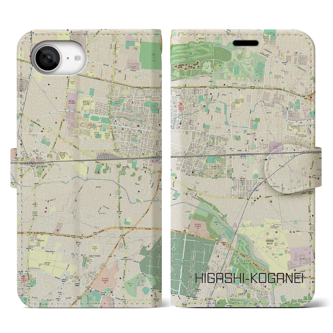 【東小金井(東京都)】地図柄iPhoneケース(手帳タイプ)
