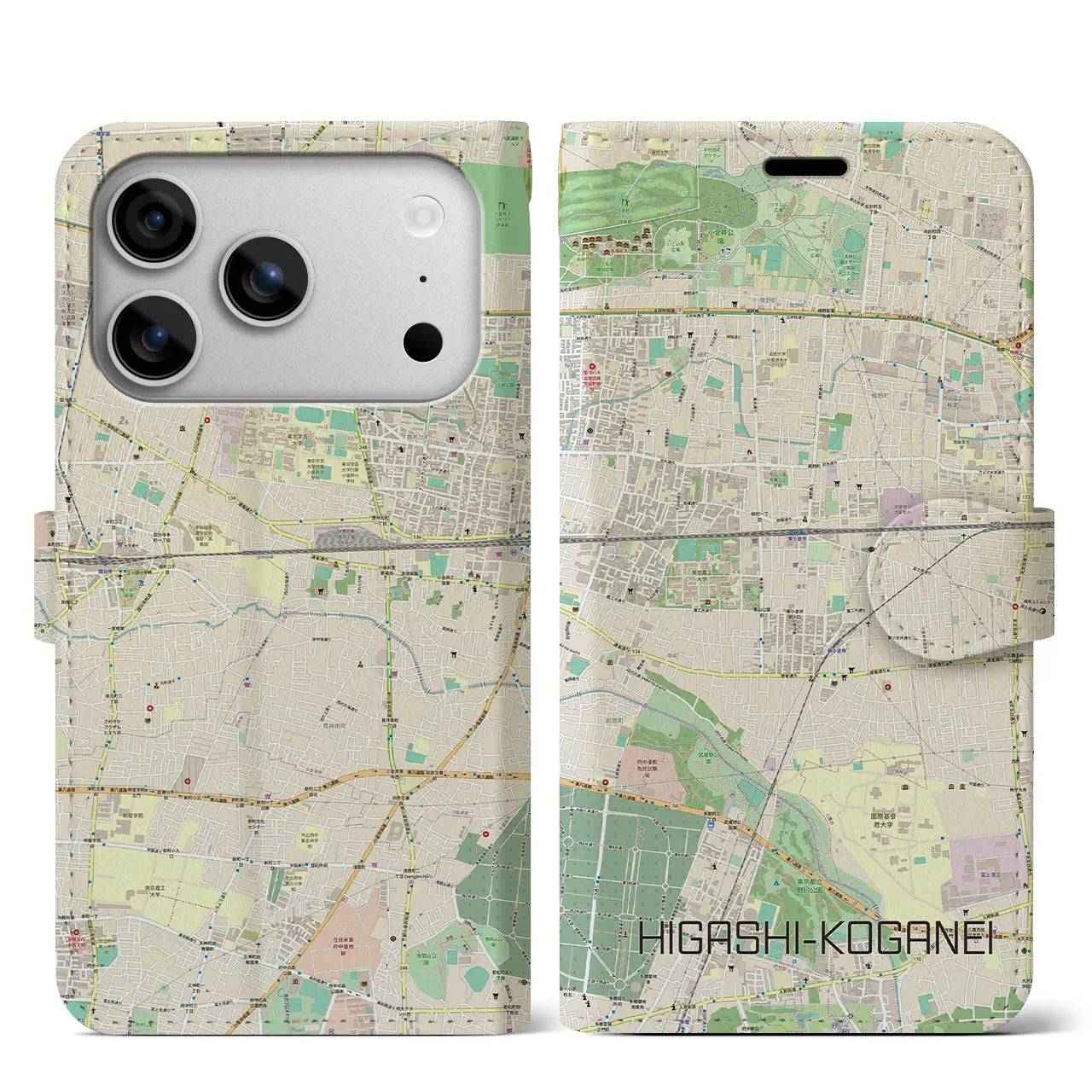 【東小金井(東京都)】地図柄iPhoneケース(手帳タイプ)